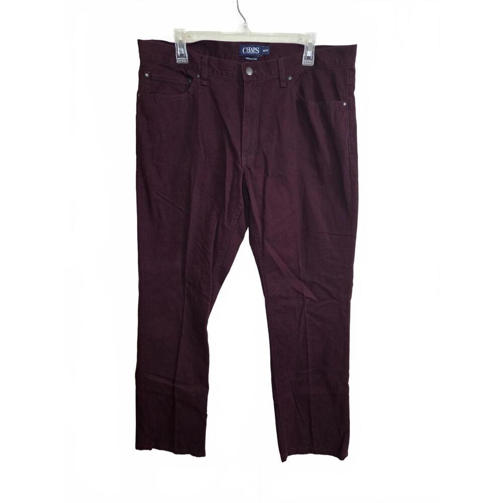 Chaps Men's 5-Pocket Twill Casual Pants Burgundy Size 36x32